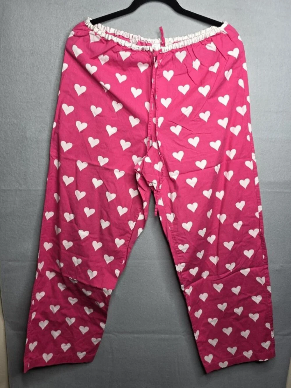 Victoria's Secret Vintage  Pajama Set Pink w White Hearts Medium Long Sleeve